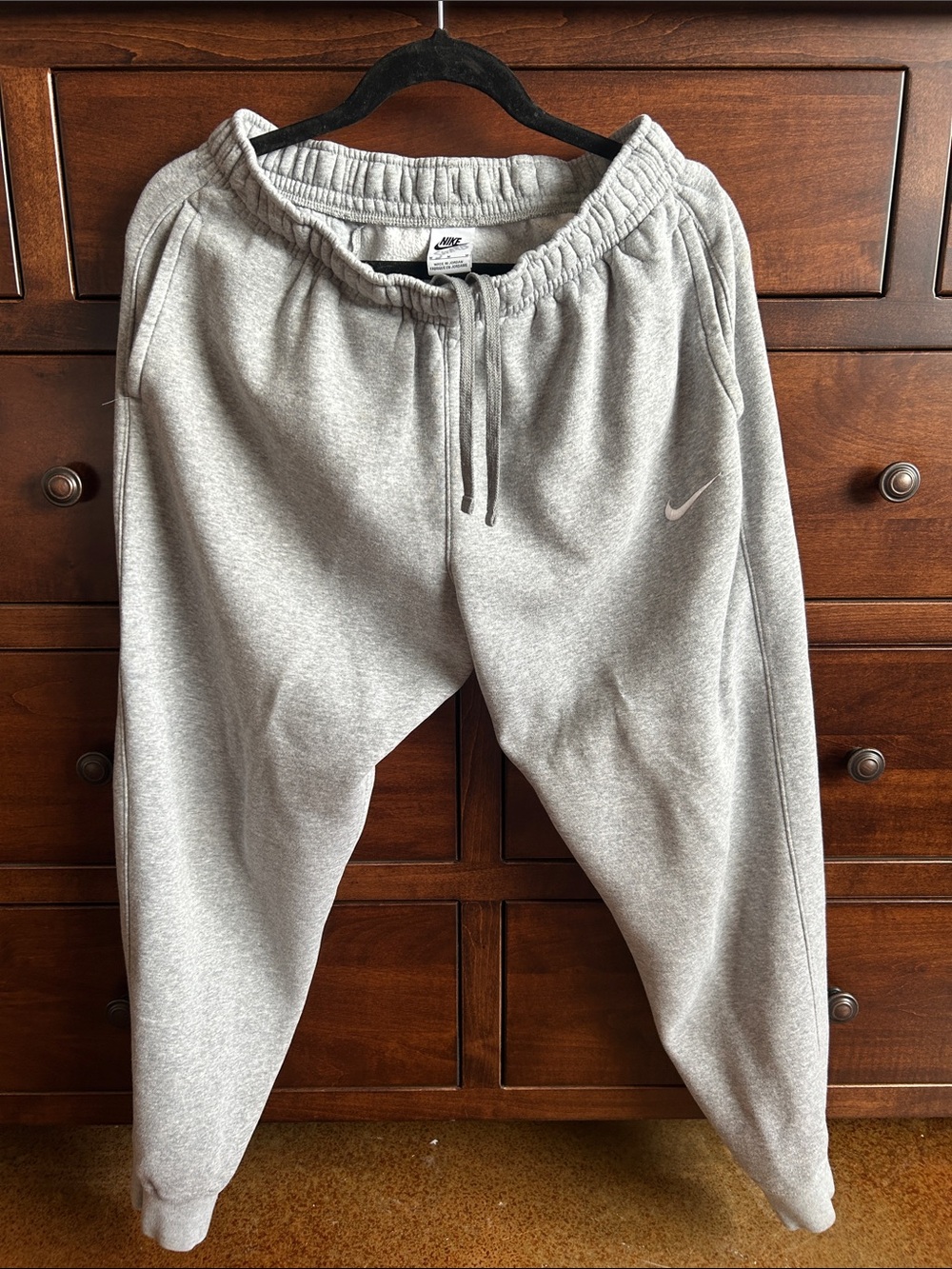 Nike Light Gray Kids Fleece Joggers with Swoosh